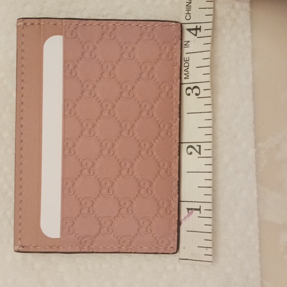 NEW Gucci Micro  Guccissima Leather Card Case Holder Pink - Picture 5 of 6